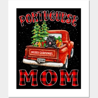 Christmas Portuguese Mom Santa Hat Truck Tree Plaid Dog Mom Christmas Posters and Art